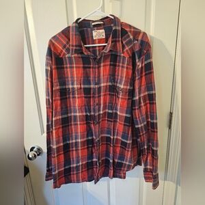 Lucky Brand Mens Plaid Flannel Pearl Snap Western Shirt Size XXL